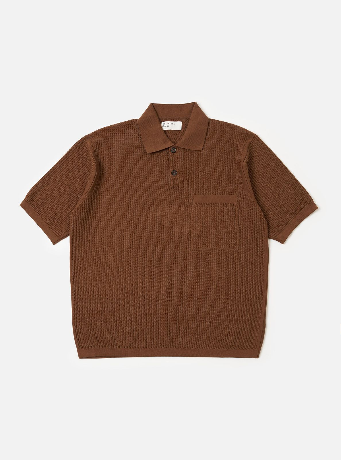 Brown Fine Texture Tricot S/S Knit Polo