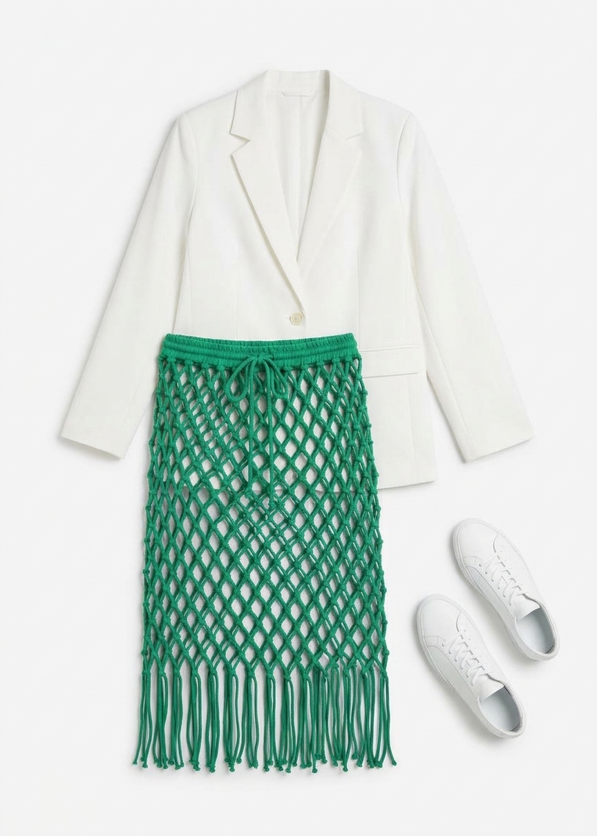 Tropea Macrame Skirt - Green