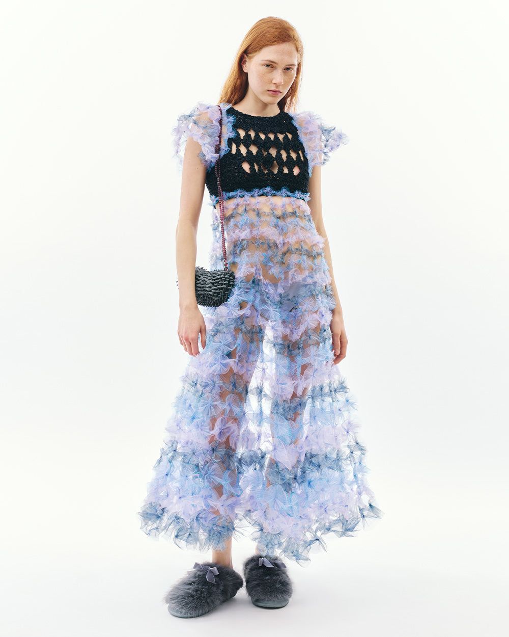 CROCHET AIR-FLOWER MAXI DRESS
