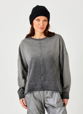 Jensen Distressed Wash Relaxed Fit Sweatshirt With Wide Hem
