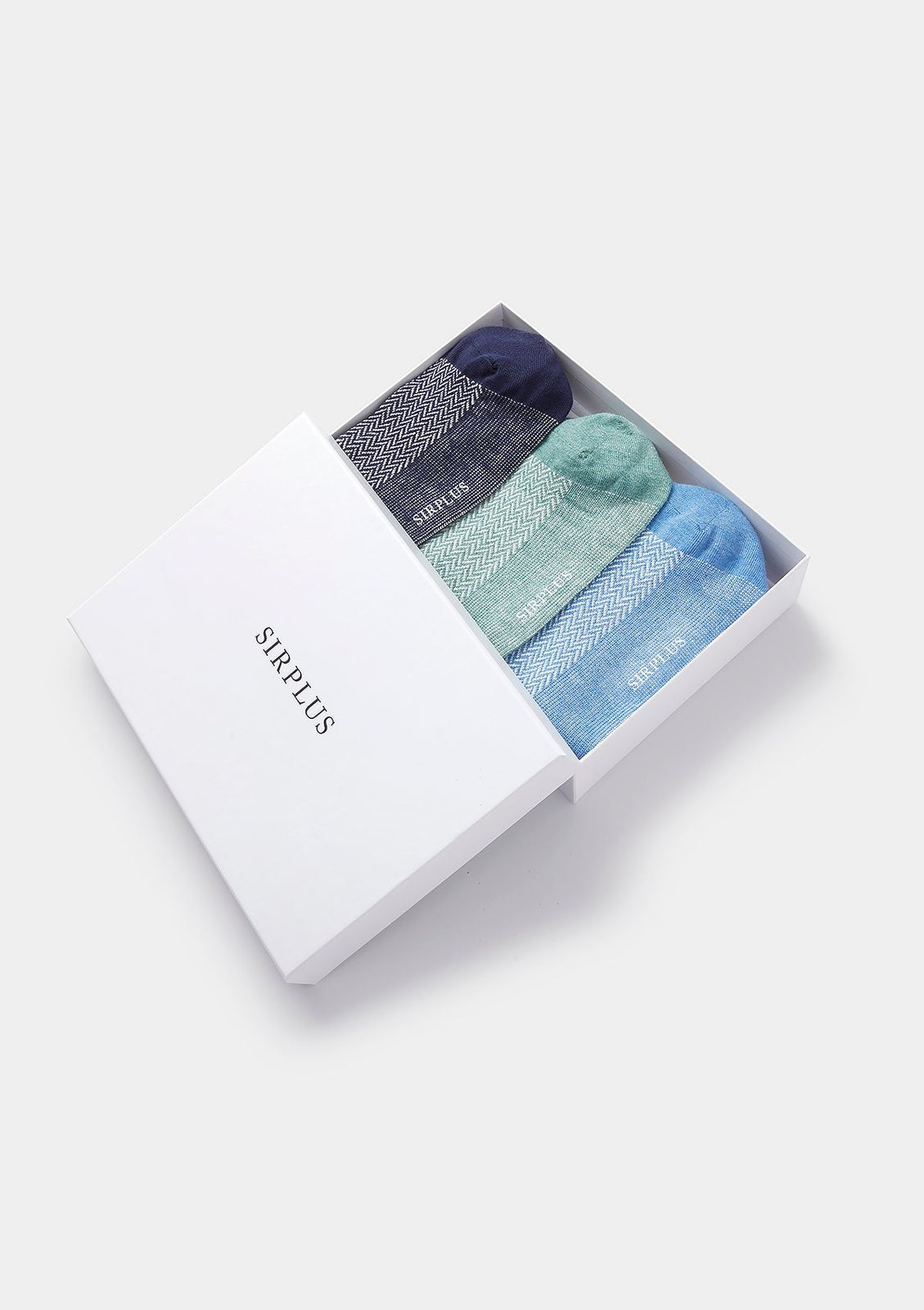 Blue & Green Herringbone Sock Gift Box