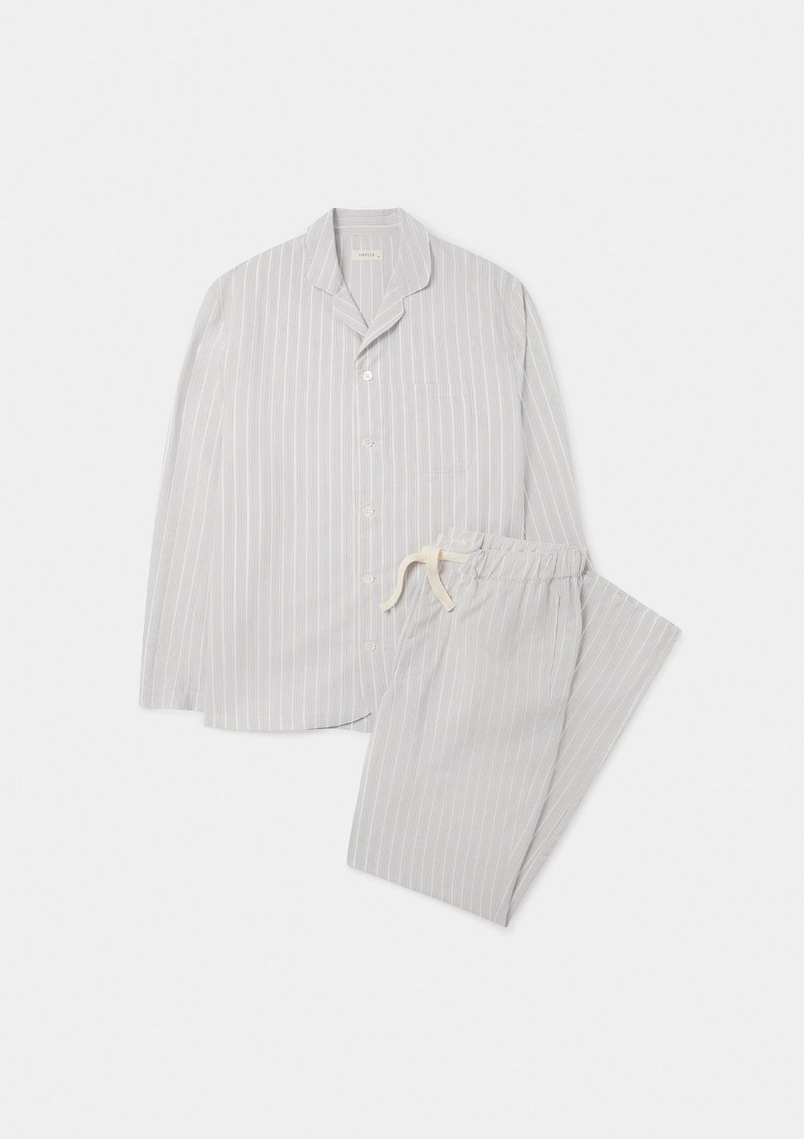 White and Blue Cotton Silk Pyjamas