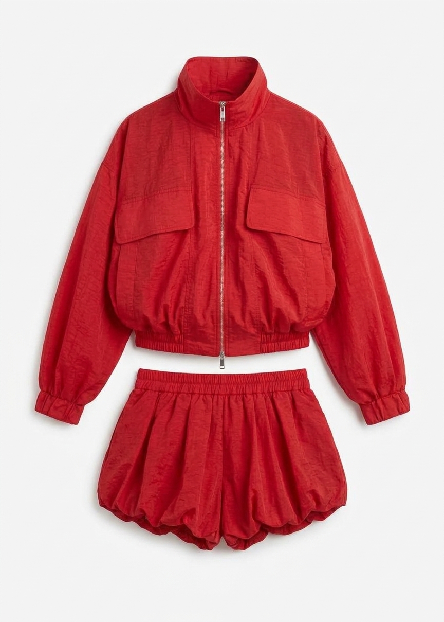 Alina Bubble Hem Shorts - Red