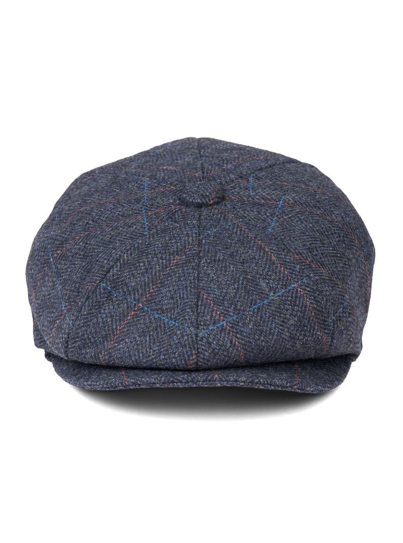 Paolo Navy Check Flat Cap