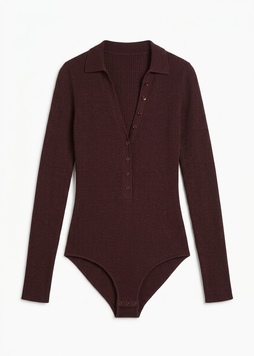 Solana Polo Bodysuit - Burgundy