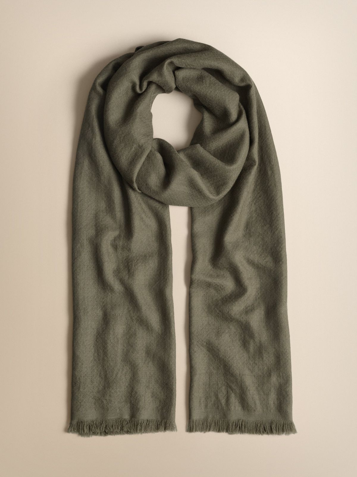 Remy Lightweight Cashmere Scarf Khaki Jacquard