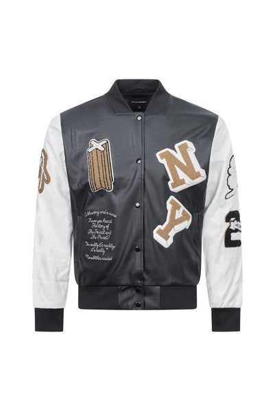 Black &amp; White Varsity Patch Jacket – Slim Fit