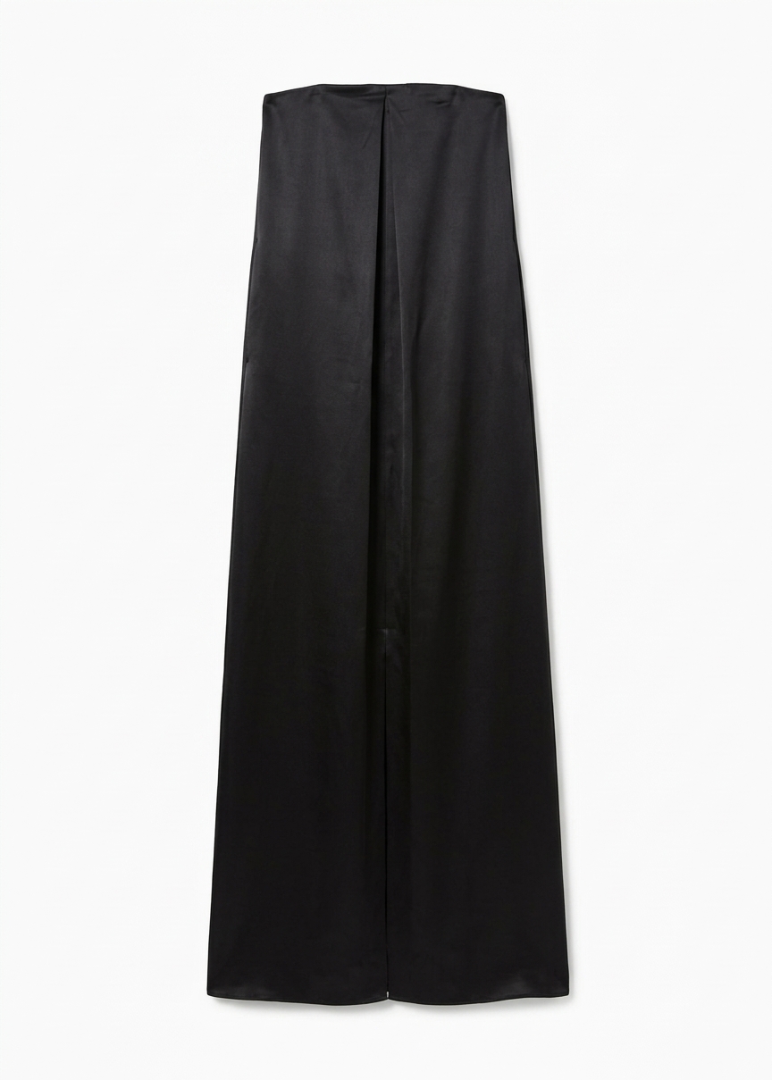Darkpark Veronike Long Satin Bustier Dress - Black