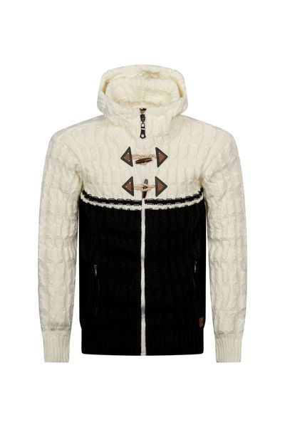 Belluno Contrast Cable Knit Jacket – Ivory Noir