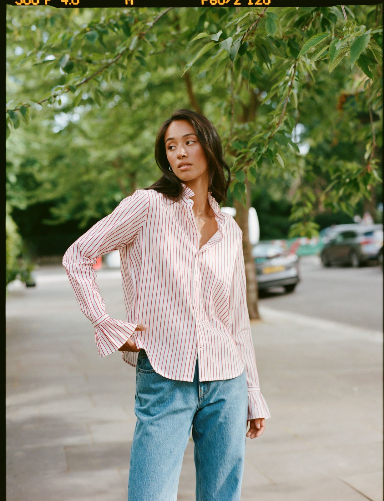 Kew Blouse: Cotton, Red Stripe