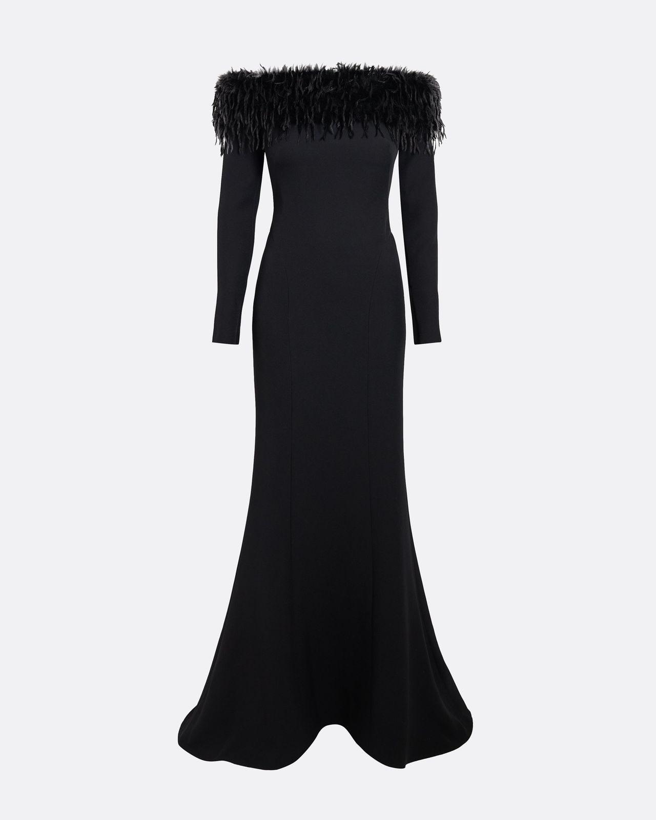 Swoosie Long Dress In Black With Fur