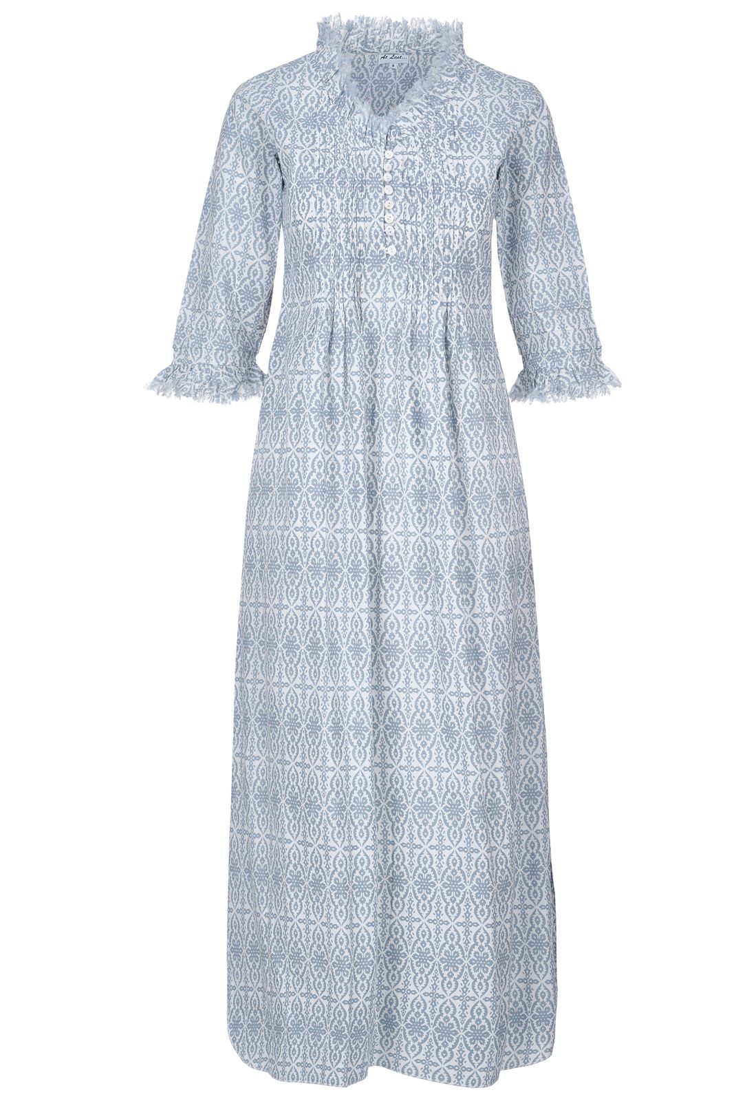 Cotton Annabel Maxi Dress In Dove Grey & White