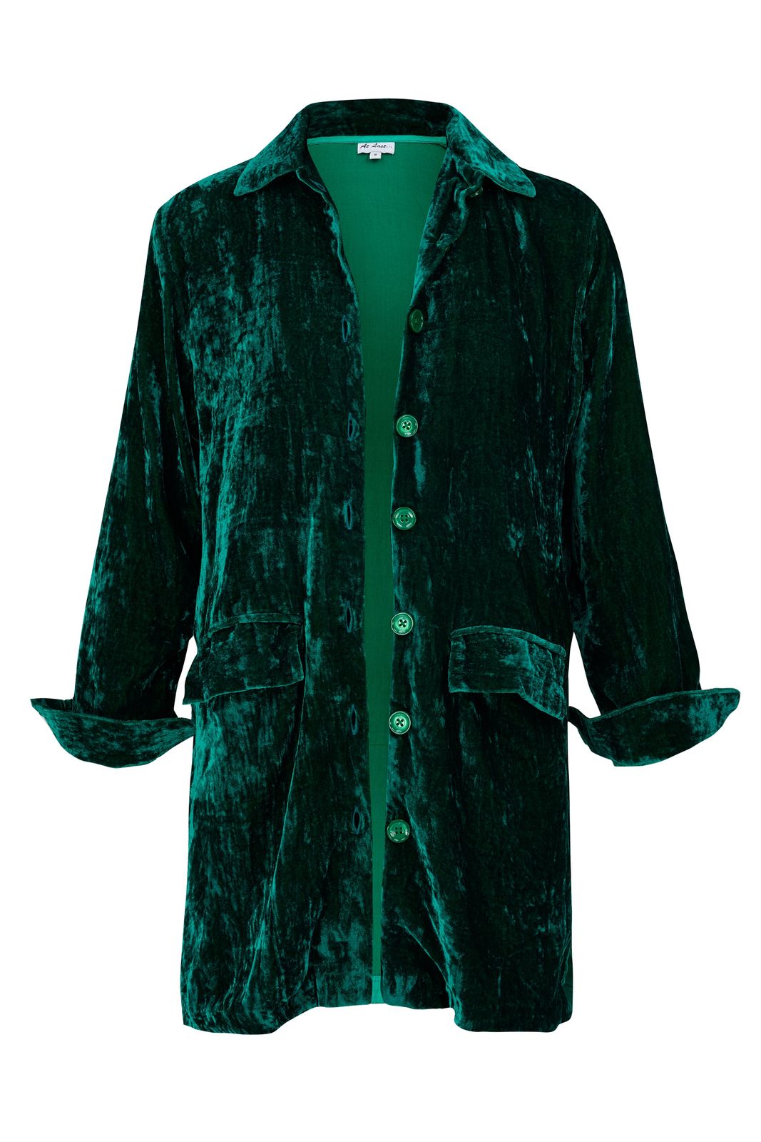 Kensington Silk Velvet Shirt/jacket In Emerald Green
