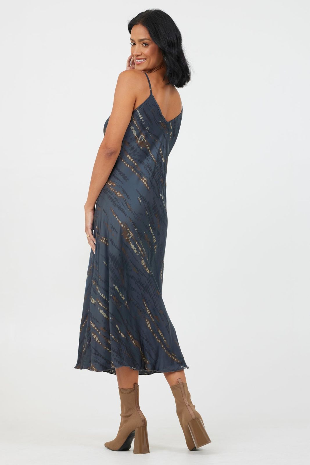 Bari Satin Print Slip Dress