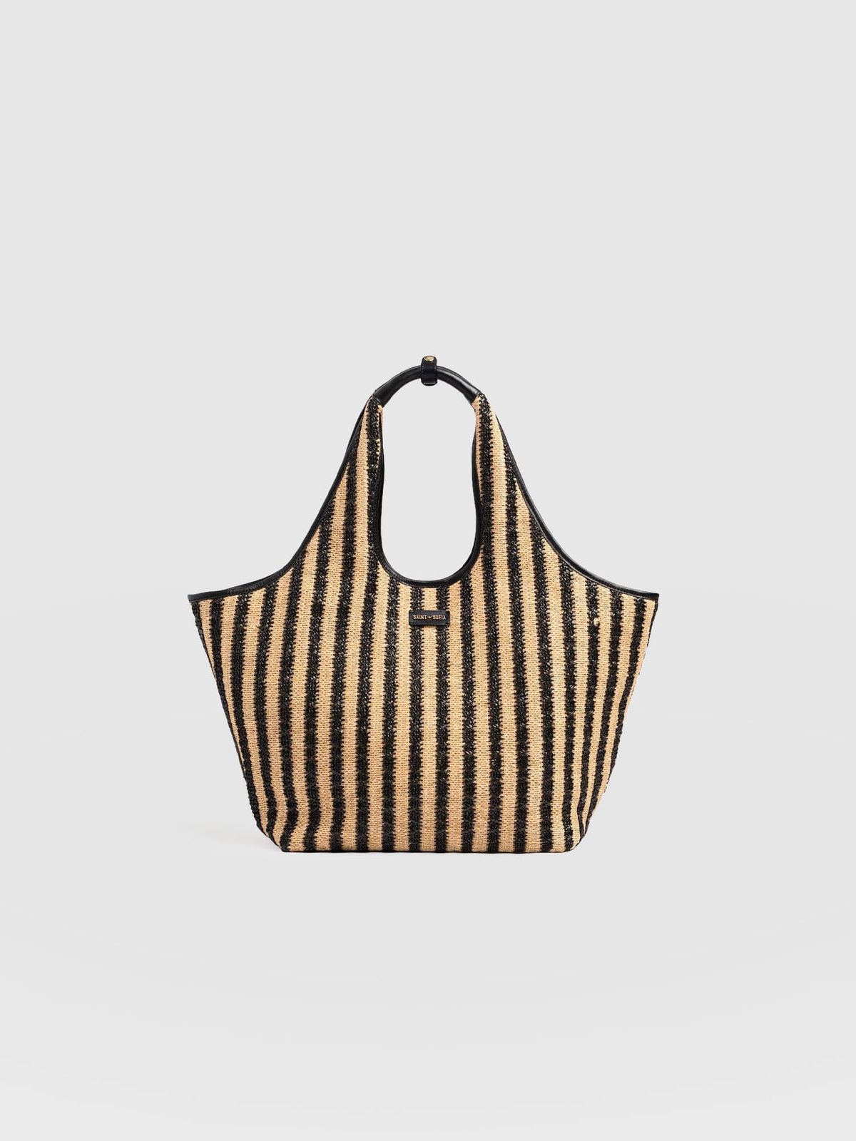 Large Stella Shoulder Tote Bag - Black Raffia