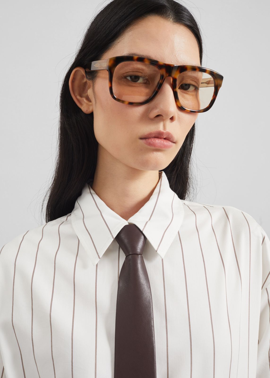 Rune Faux Leather Tie - Brown