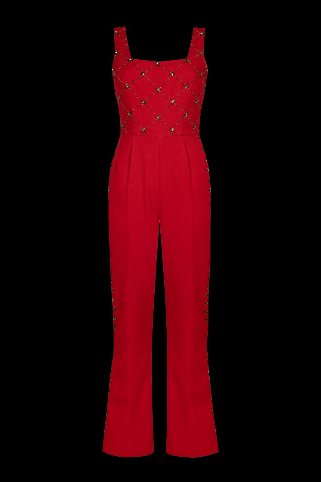Madeline Embellished Red Jumpsuit