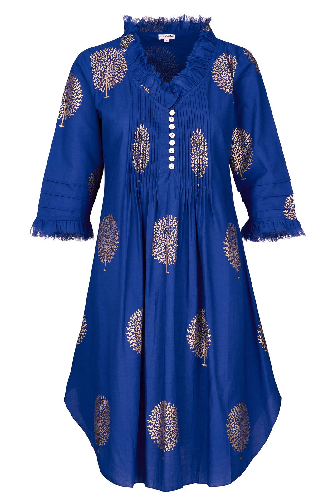 Annabel Cotton Tunic In Marrakesh Blue & Gold