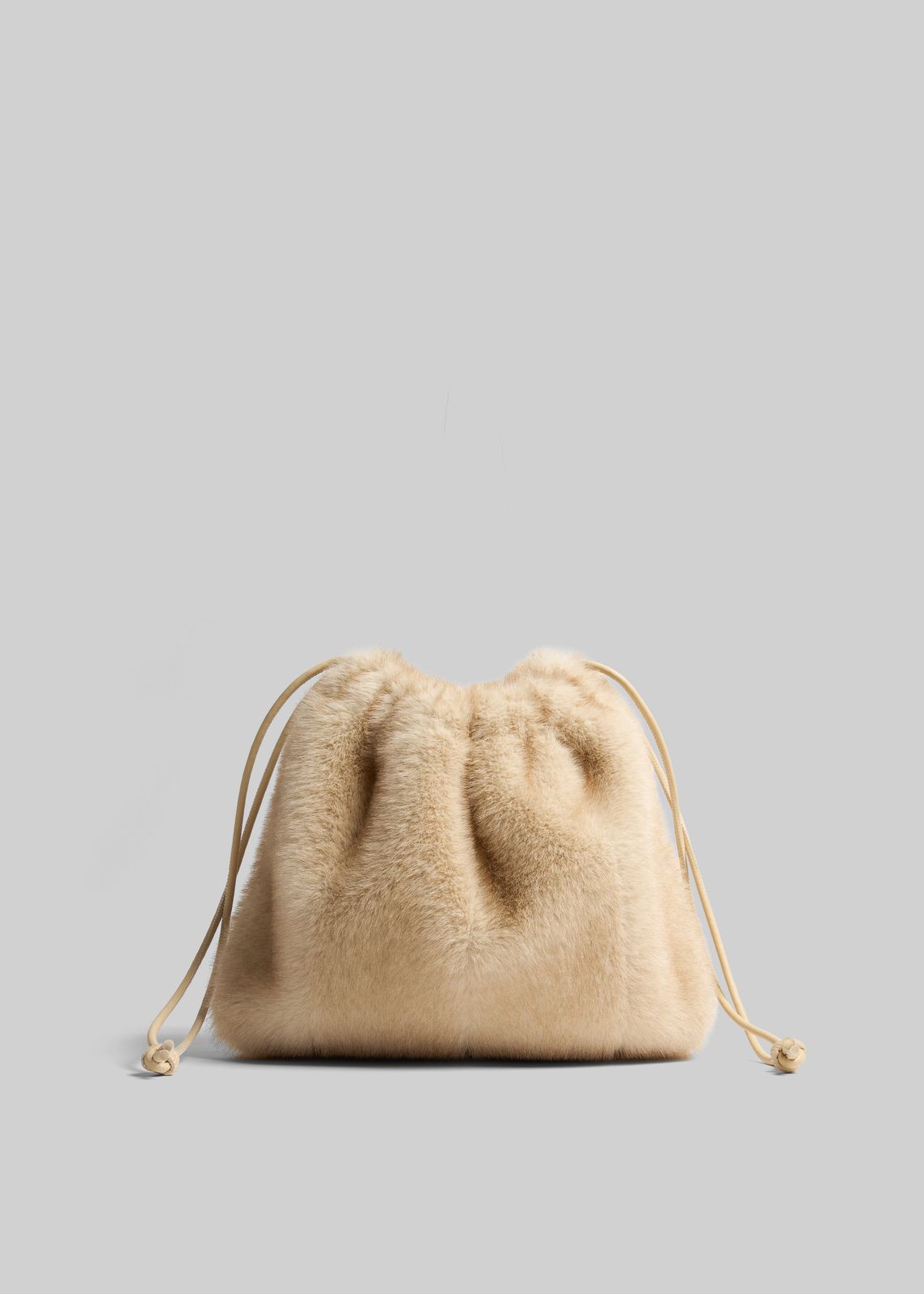 Morgan Faux Fur Small Pouch - Beige