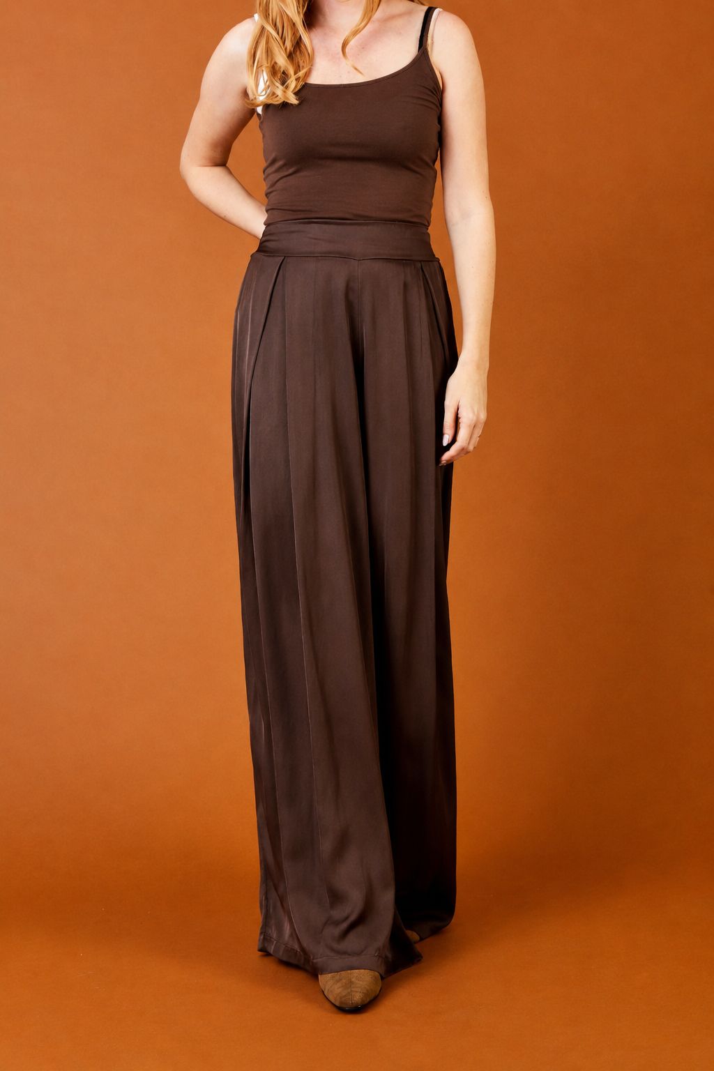 Gia Satin Pleat Front Palazzo Pants