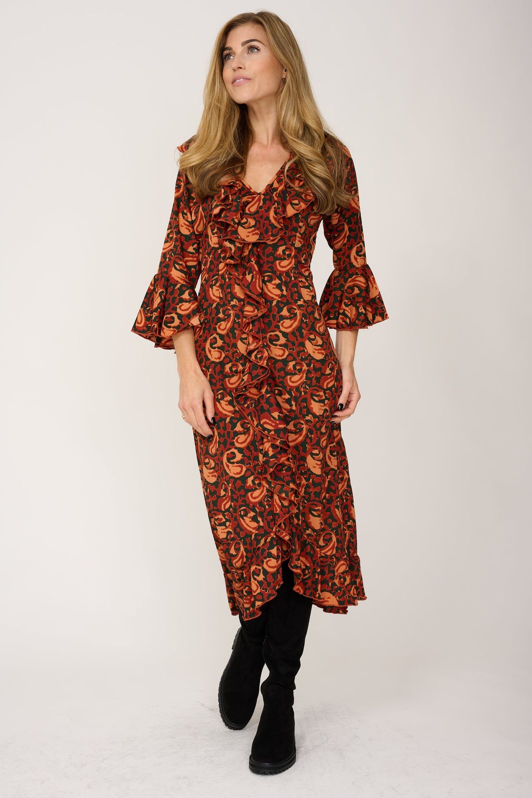 Felicity Midi Dress in Autumn Swirl