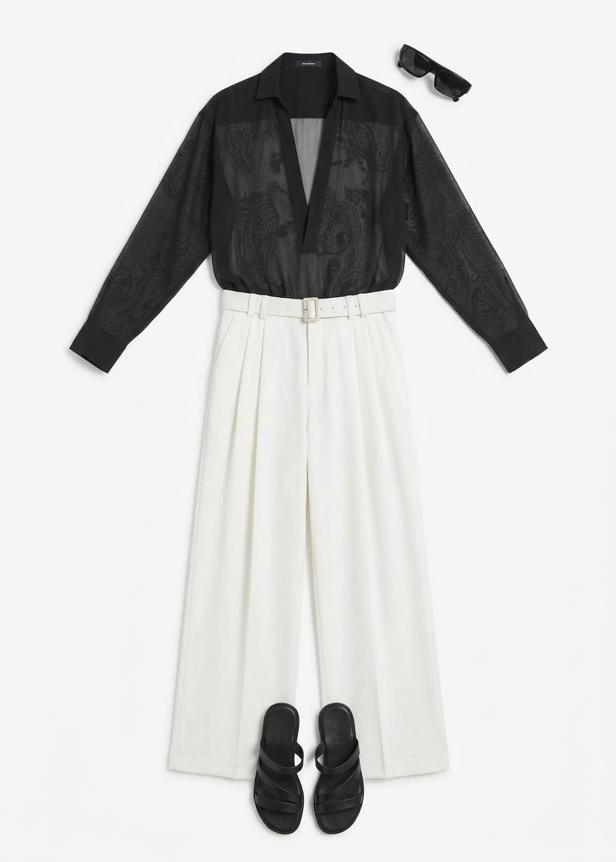 Louis Gabriel Nouchi Transparent Vareuse Shirt - Black