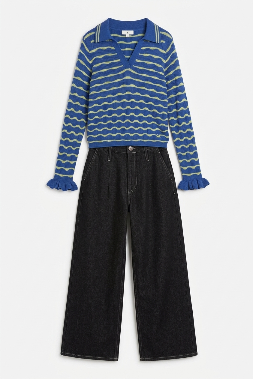 Silvia Polo Knitted Top - Blue Mint