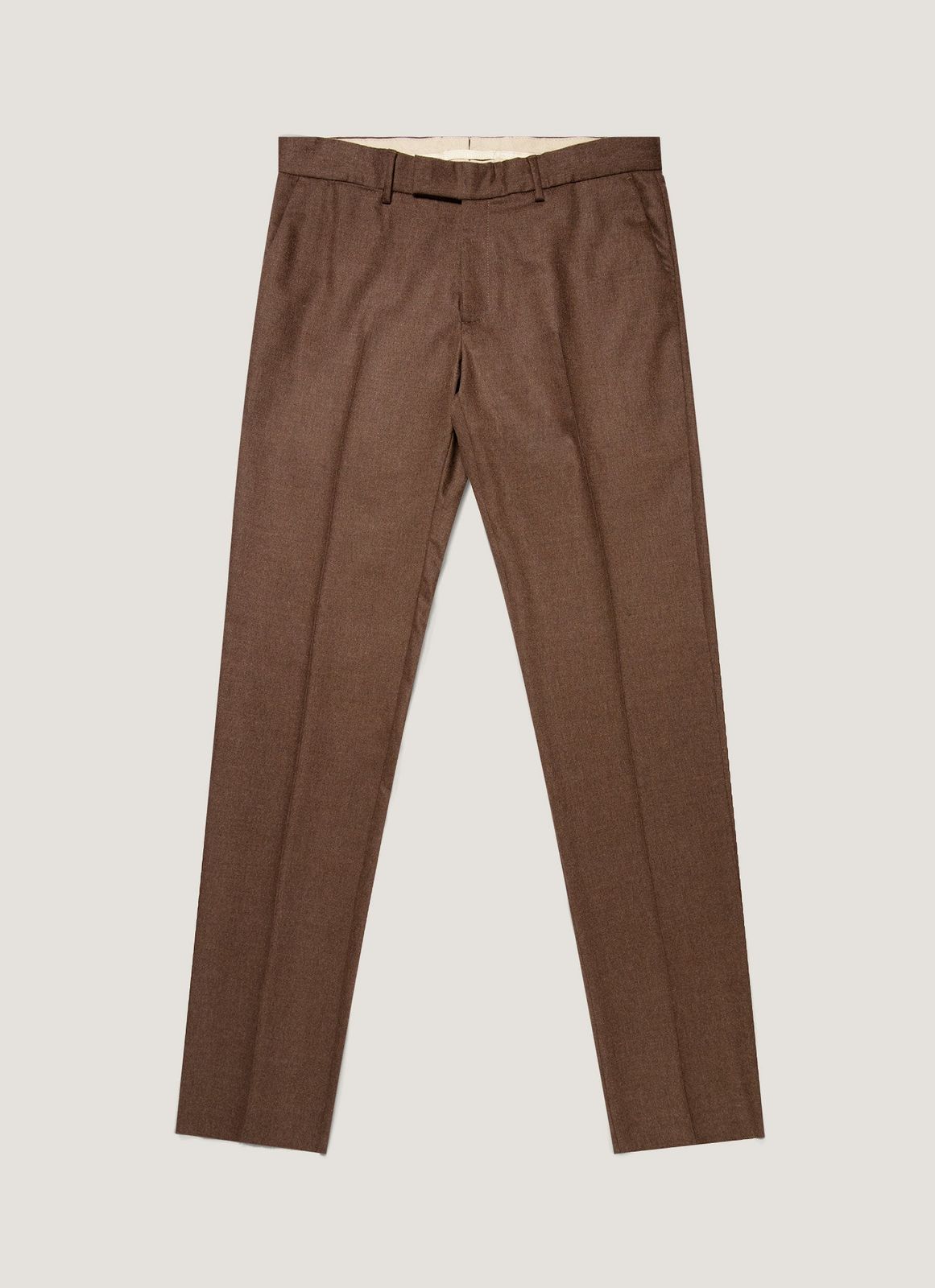 Men's Wool Cashmere Flannel Trouser in Light Brown Melange