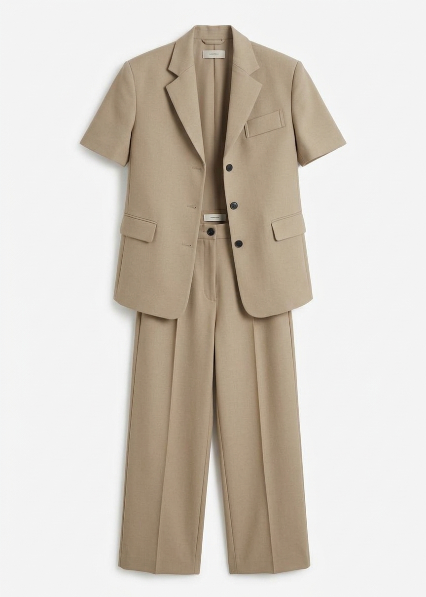 Belliva Front Seam Straight Trousers - Camel