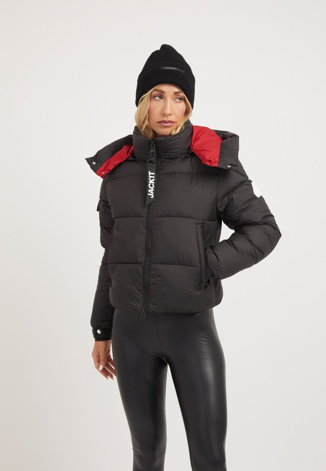 EZ Racer Hood Matt Jacket Black Cherry Red
