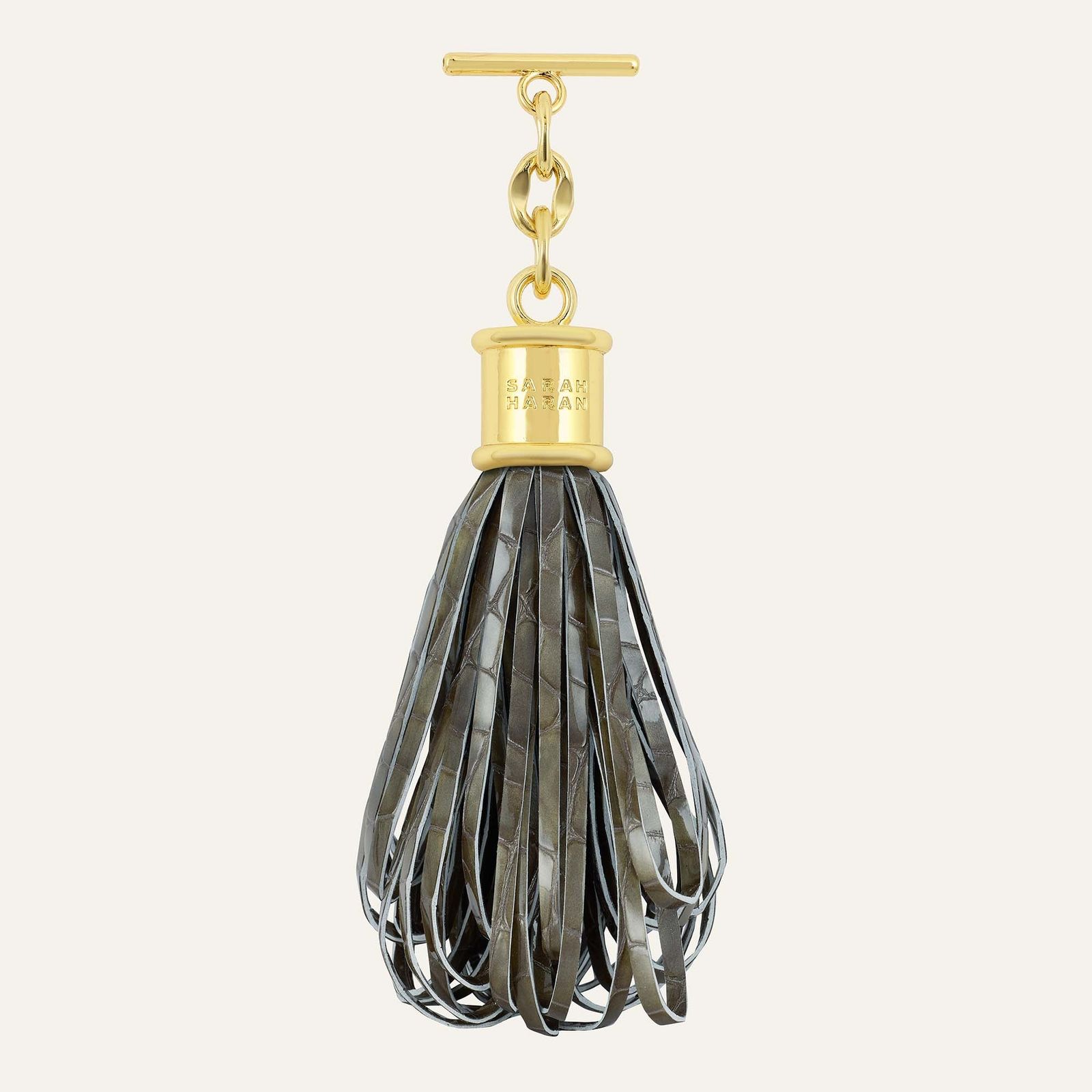 Lantern Tassel | Flint Patent with Gold hardware