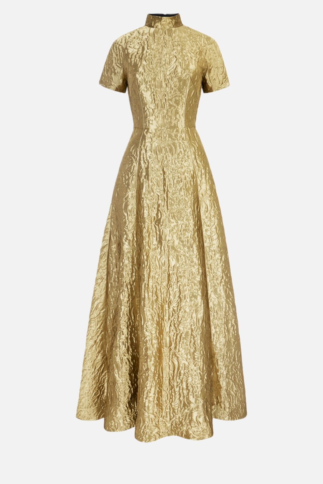 Malinda Dress in Gold Metallic Jacquard