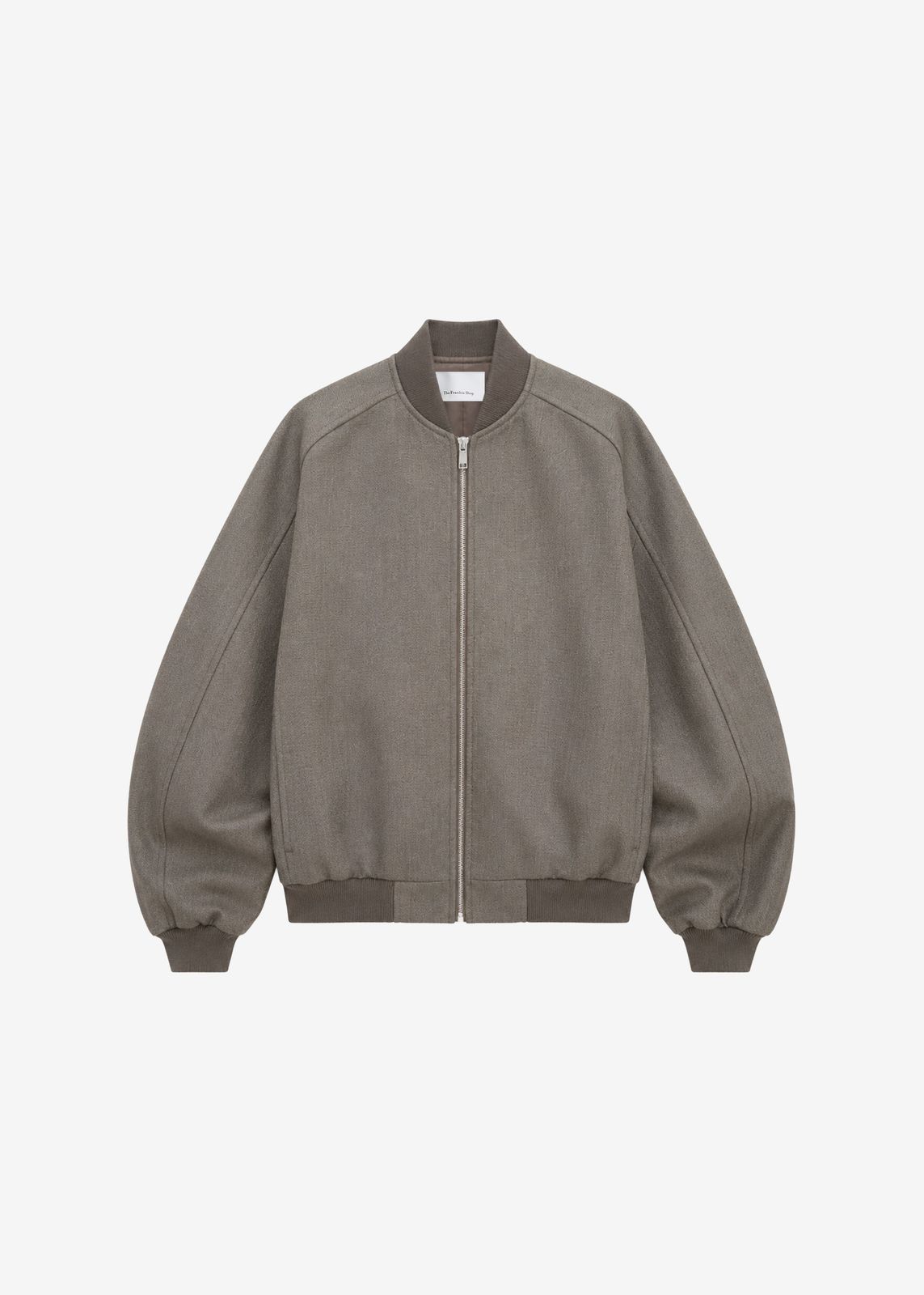 Elinor Wool Oversized Bomber Jacket - Beige Melange