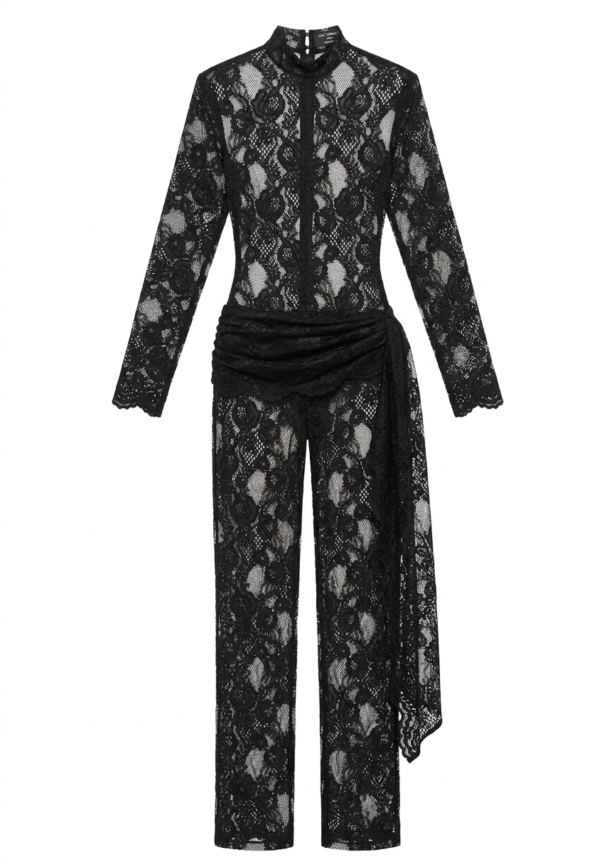 Flora Jumpsuit In Black Lace