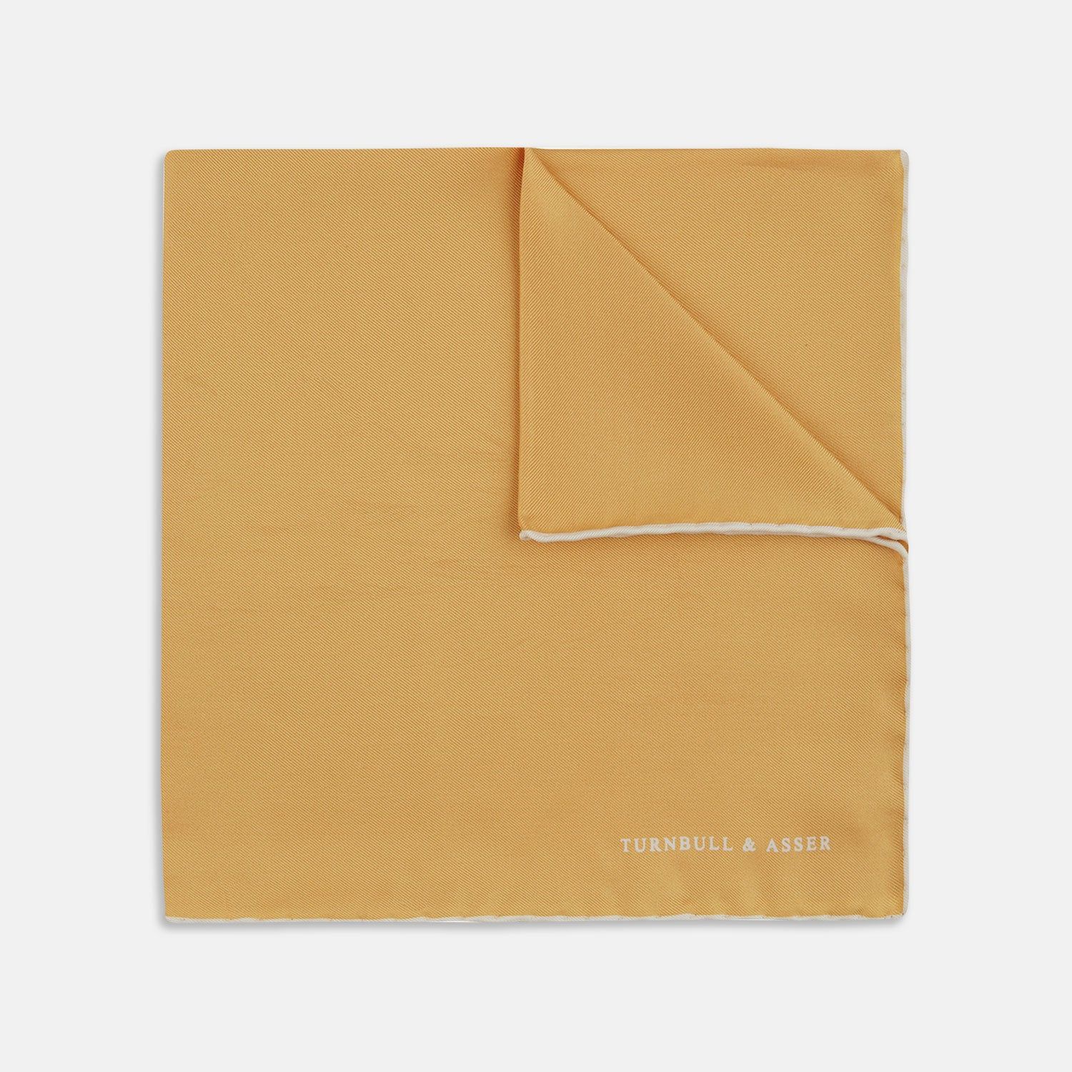 Gold and White Piped Silk Pocket Square