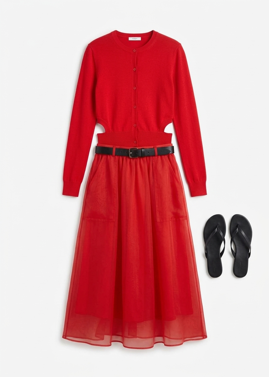 Mahim Superfine Wool Cardigan - Red