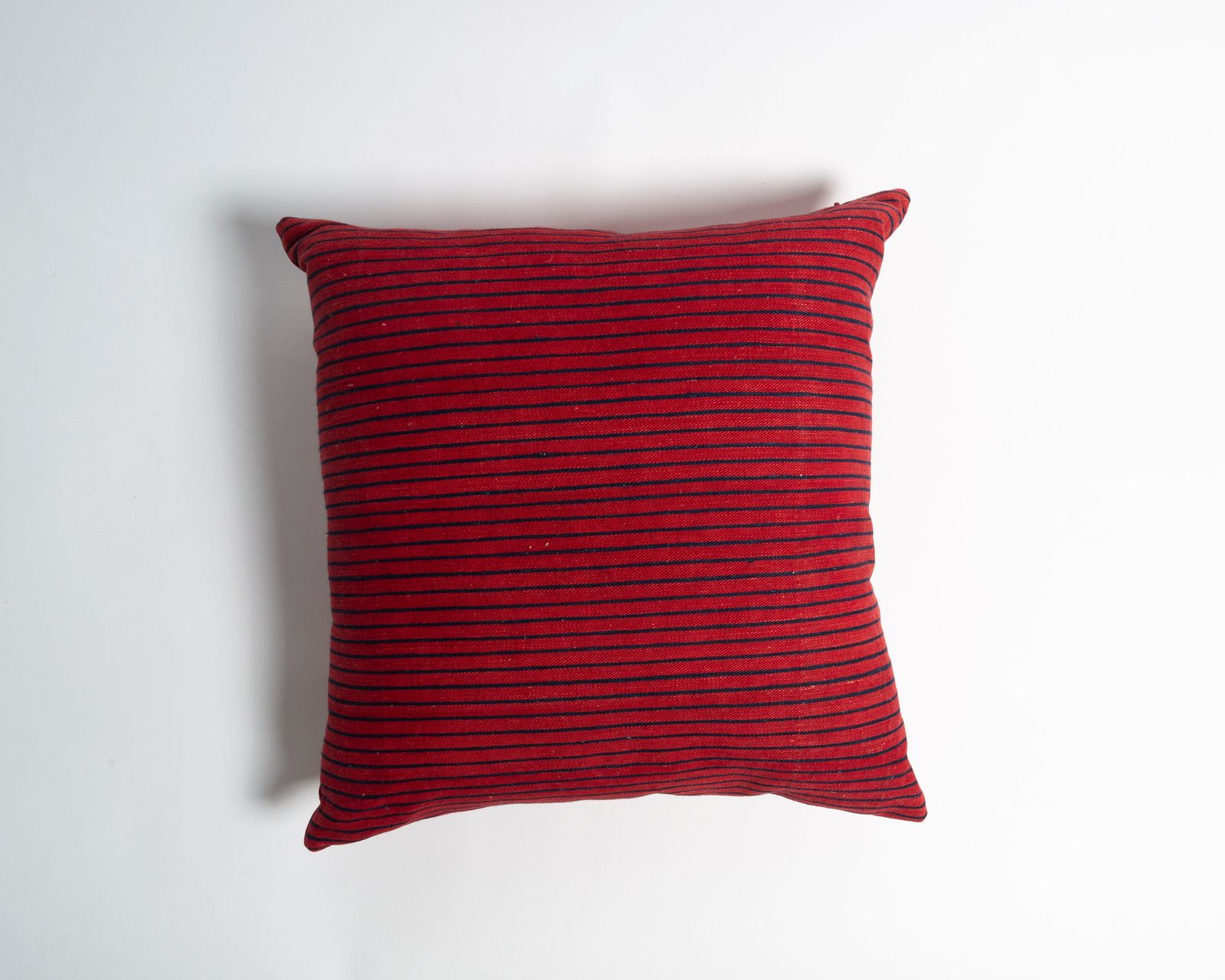 THE DYEWORKS LARGE CUSHION IN RED FRENCH WOOL STRIPE