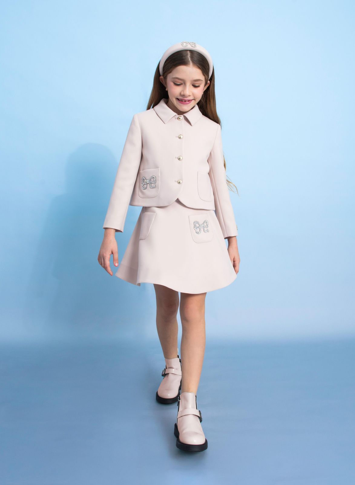 Crepe Skirt with Crystal Bow Detail
