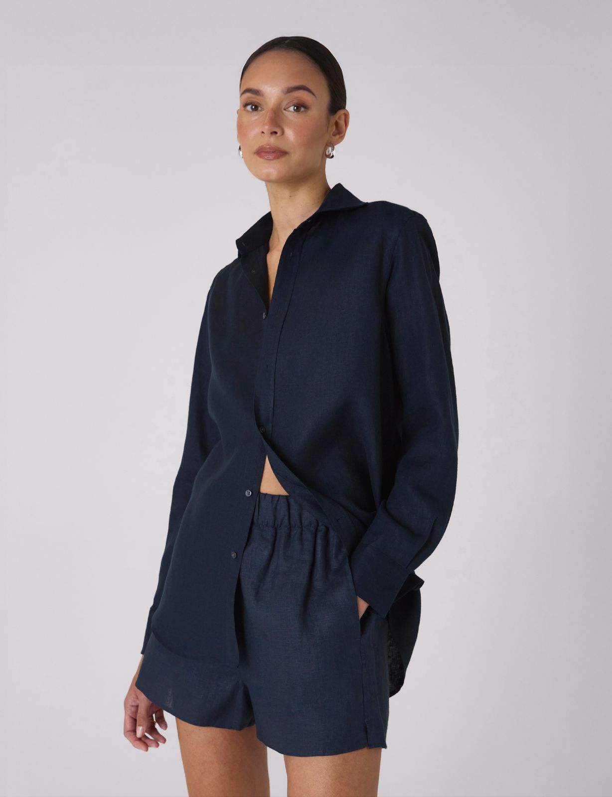 The Set: Linen Navy Shirt & Boxer