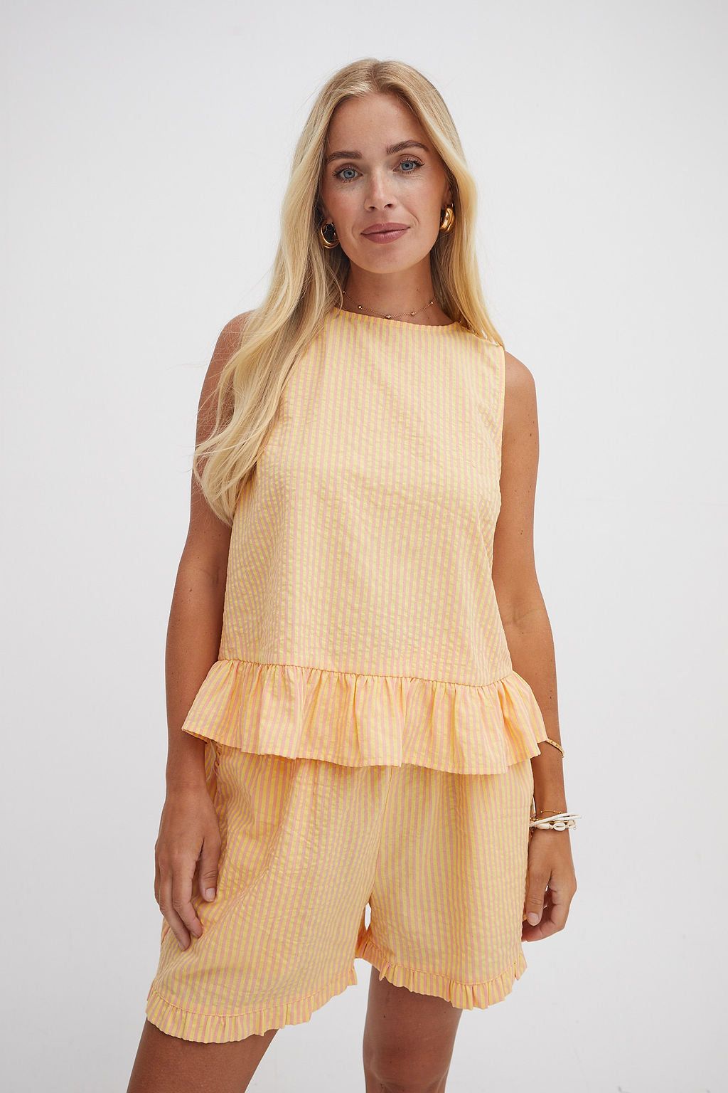 Monica Stripe Ruffle Hem Top