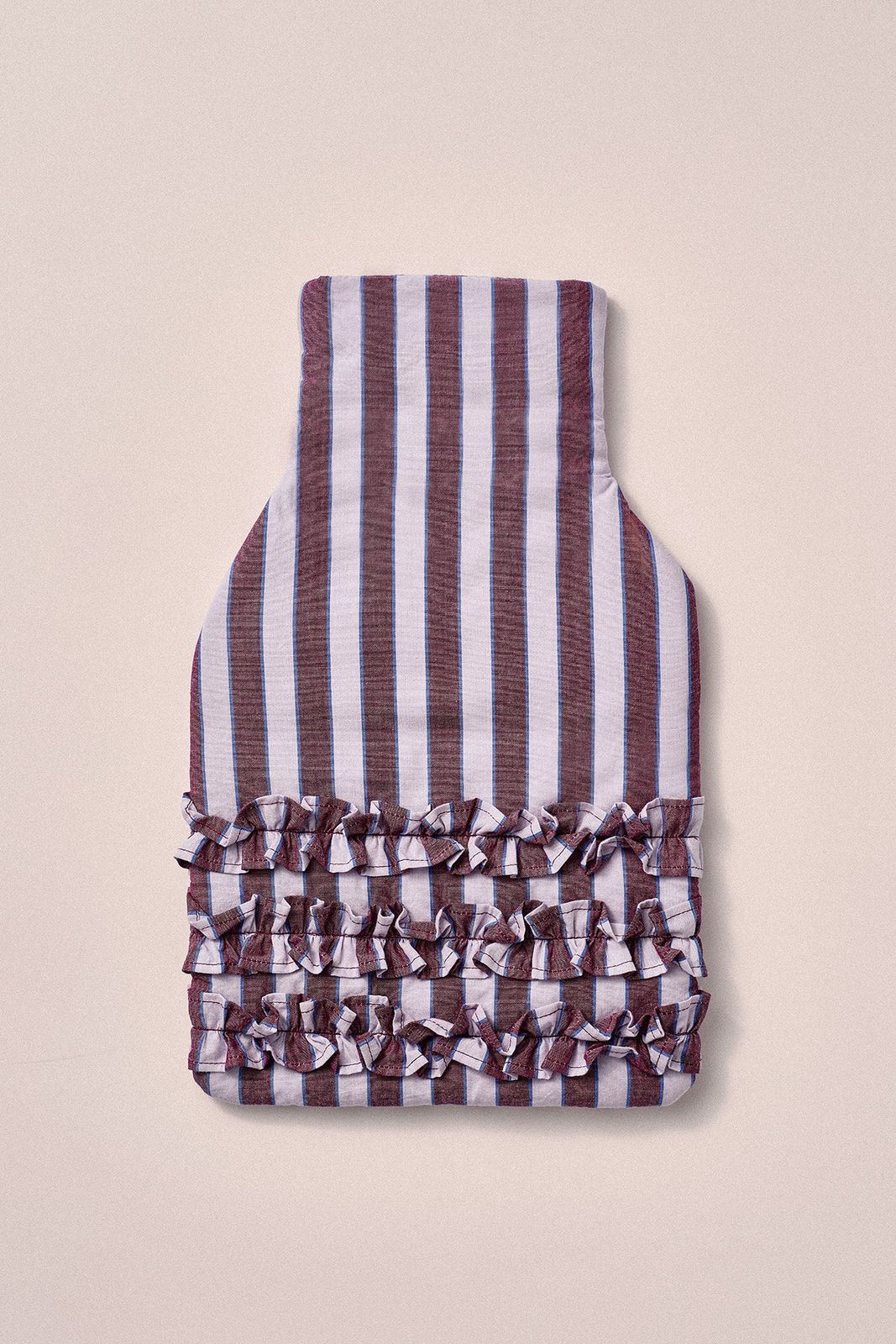 Ruffle Hot Water Bottle Cover- Ruby Violet Stripe