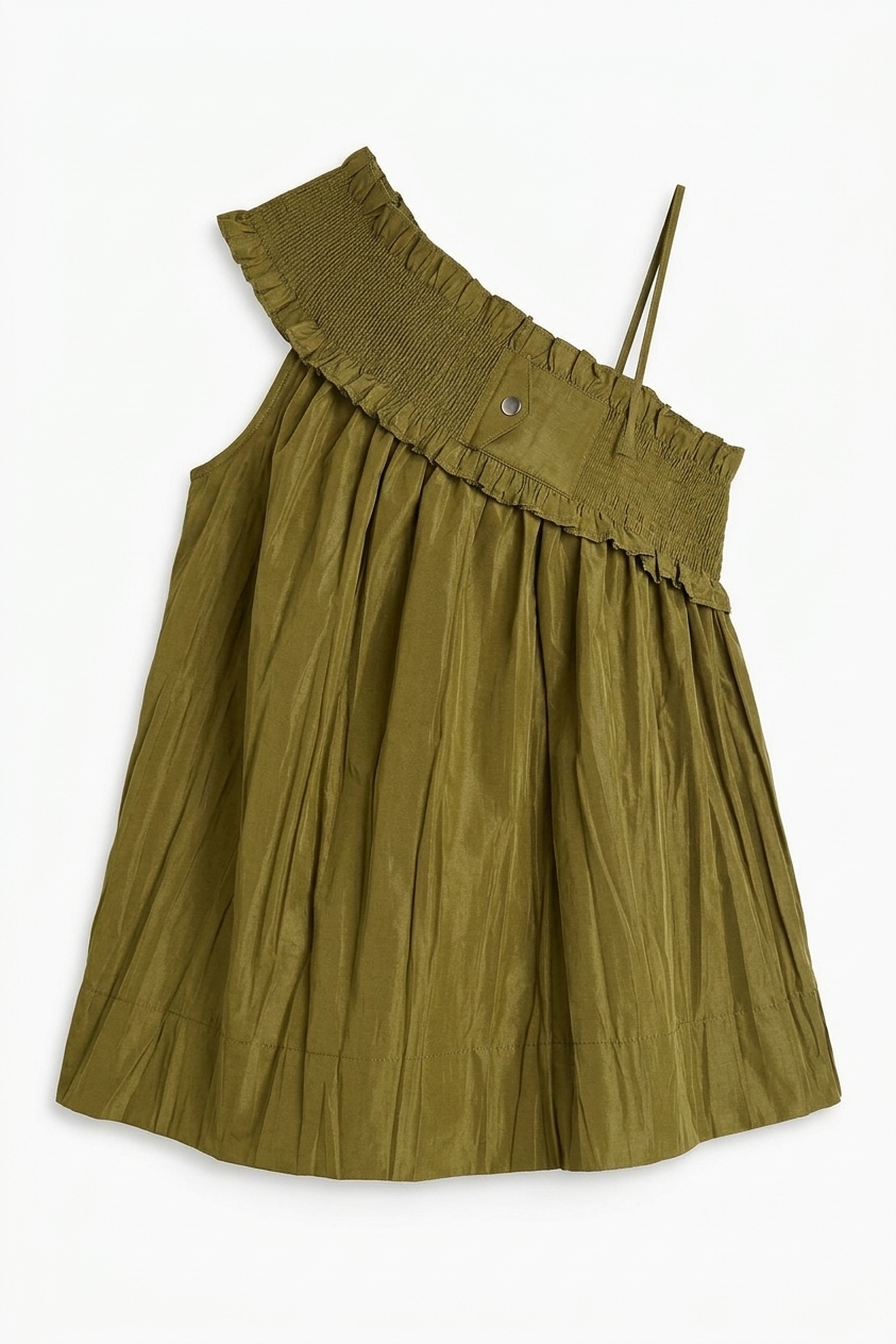 Alma Cami - Olive Taffeta