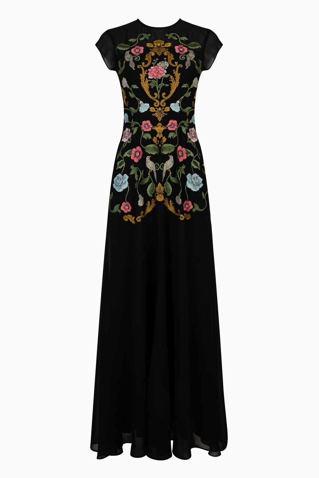 Madeline Embroidered Black Maxi Dress