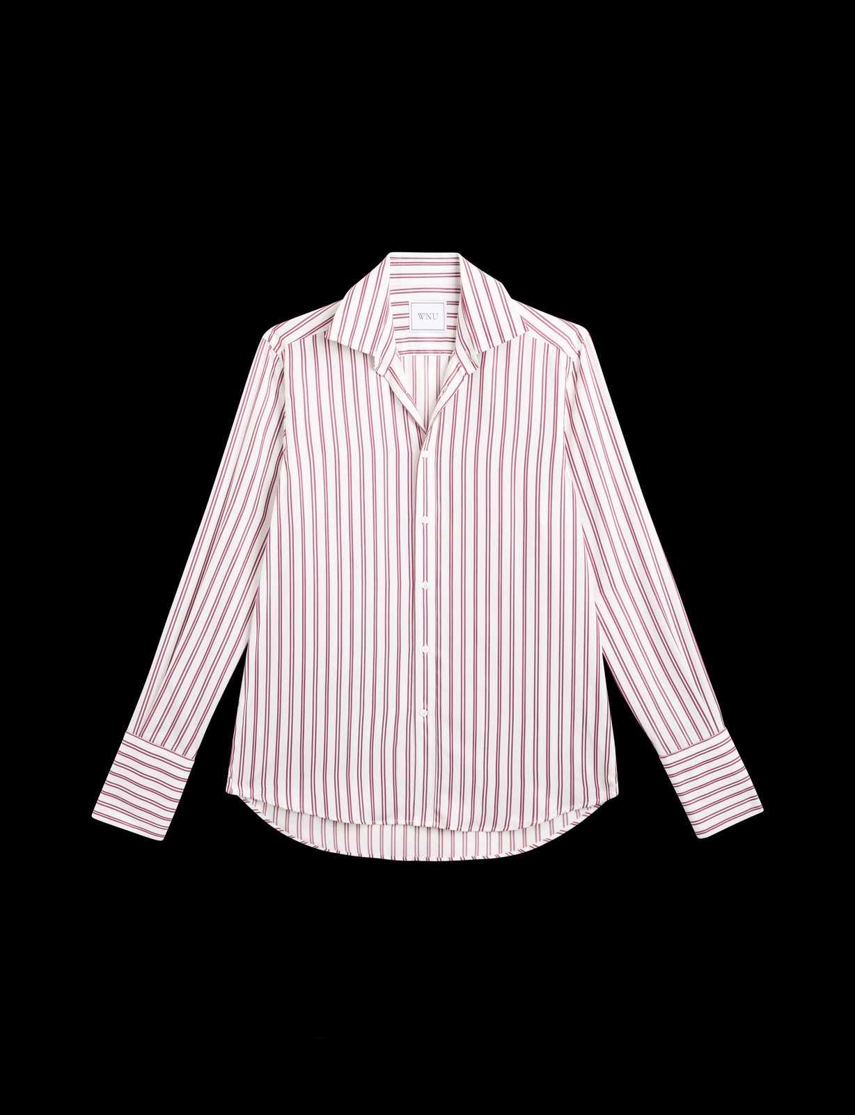 The Boyfriend Exaggerated Cuff: Tencel, Burgundy Double Stripe