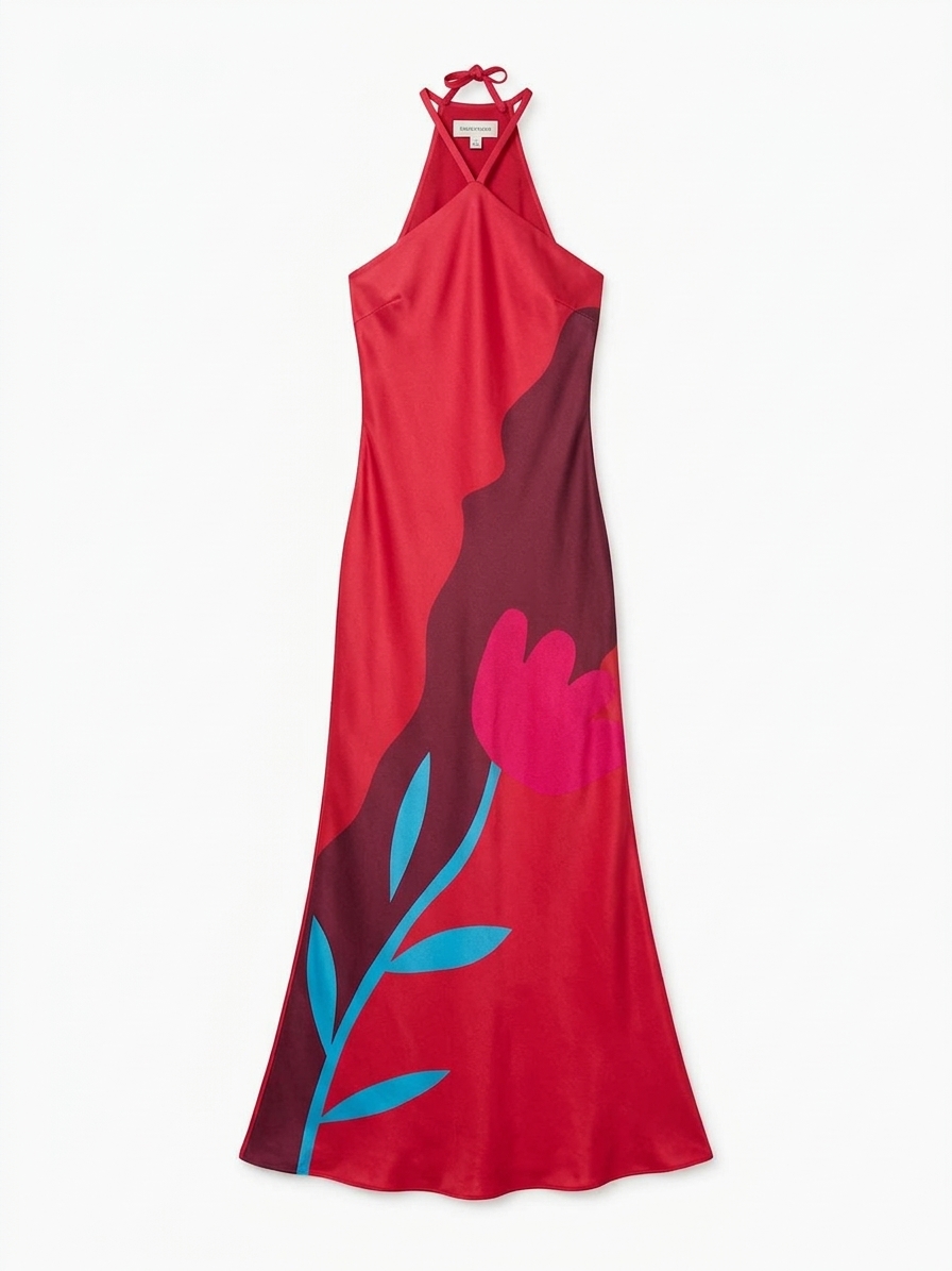 Andy Dress In Tulip Collage Print