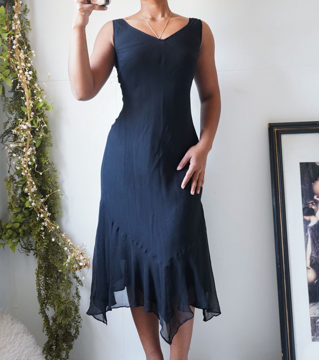 Y2K Staple Black Silk Dress