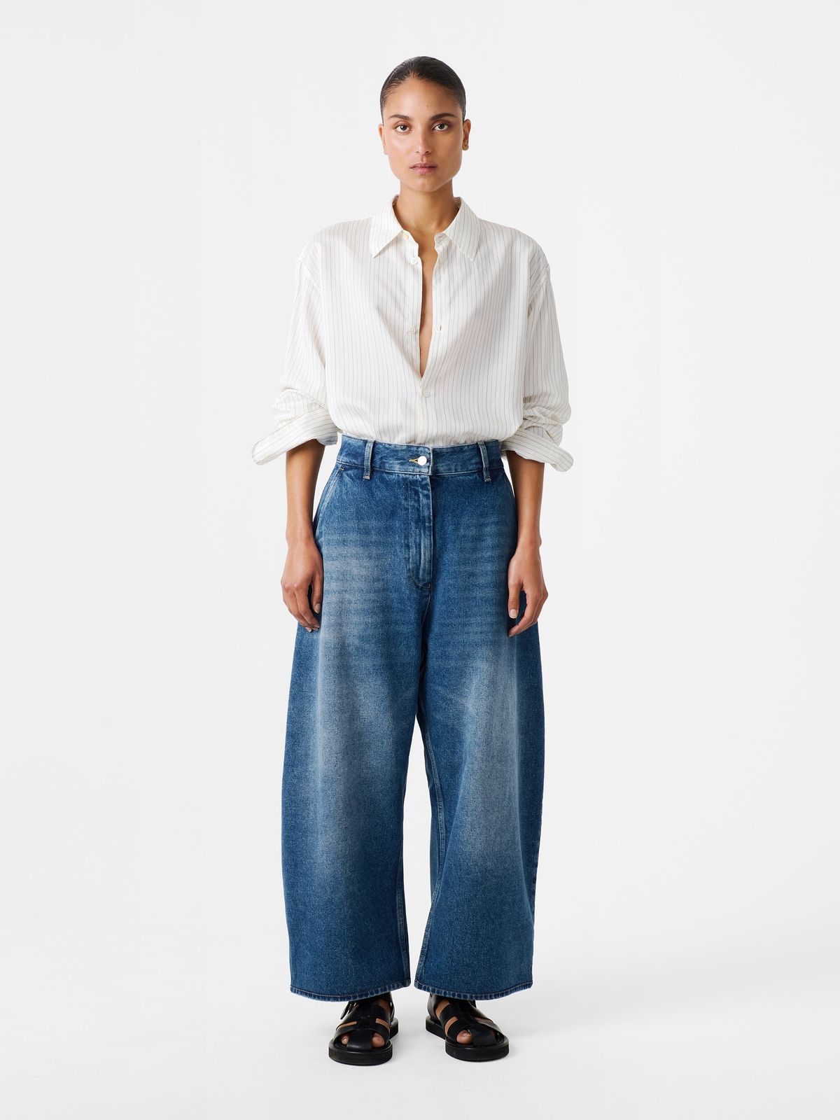 Chalco Wide Leg Denim Pant in Worn Wash Indigo