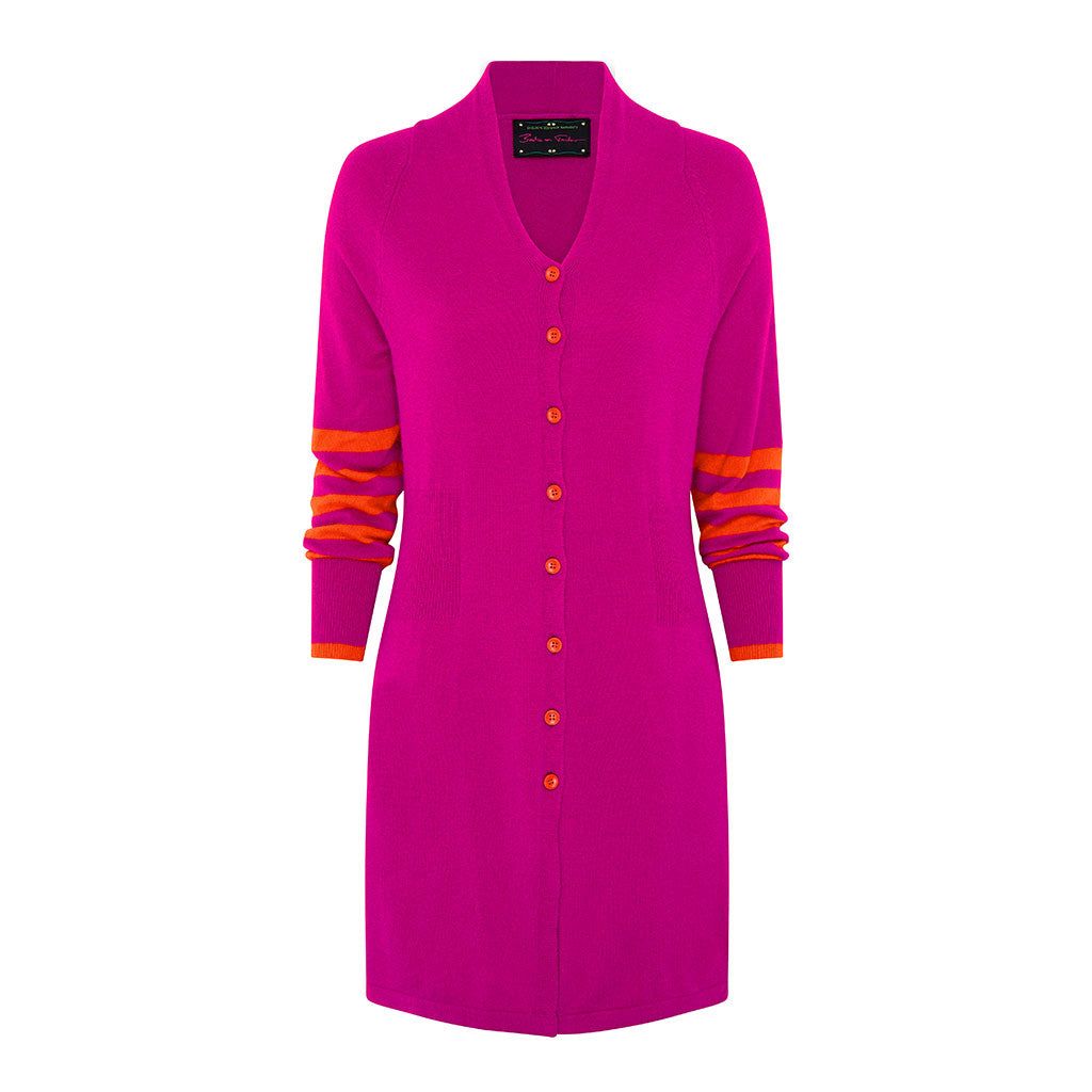 Pink Longline Cashmere Cardigan