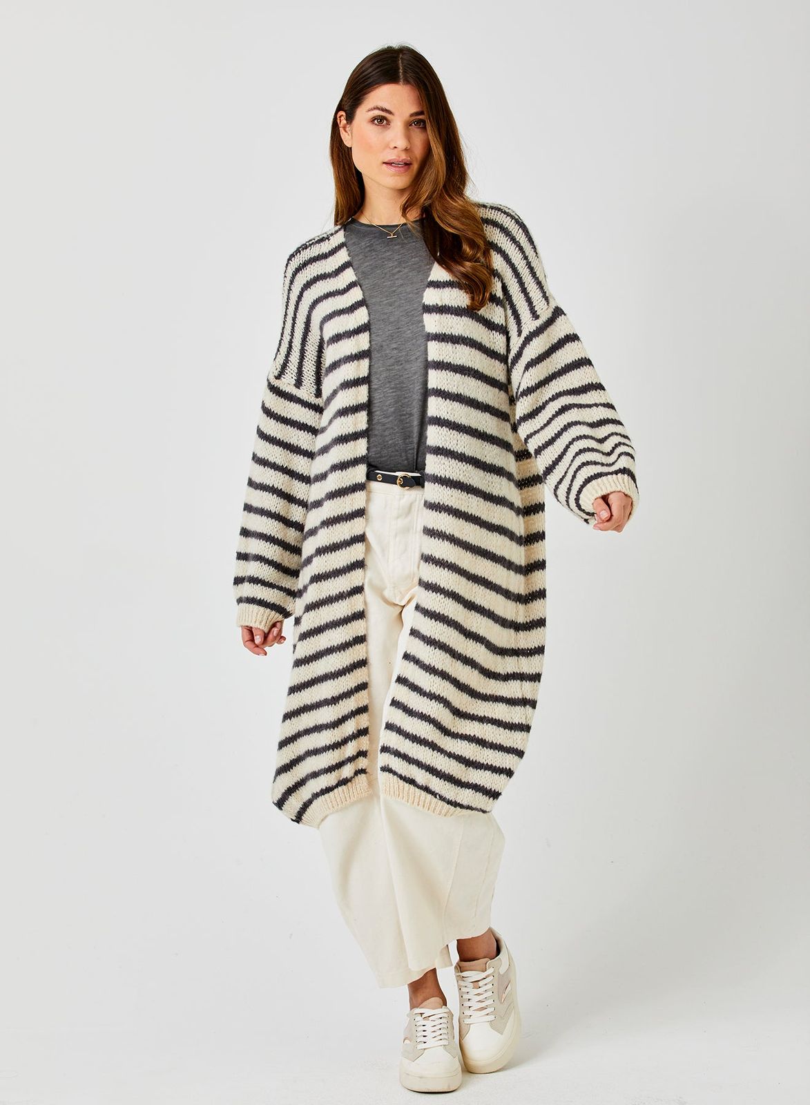 Flo Soft Knit Striped Soft Long Cardi