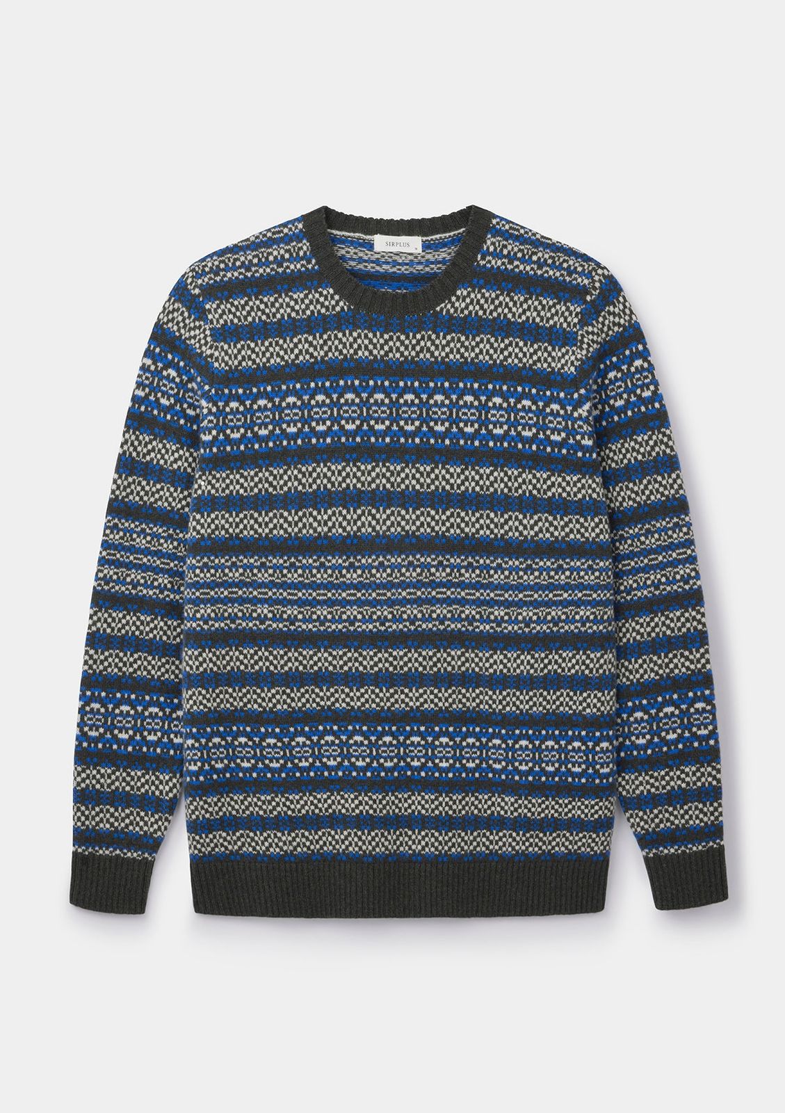 Seaweed Blue Tides Fair-Isle Crew Neck Jumper